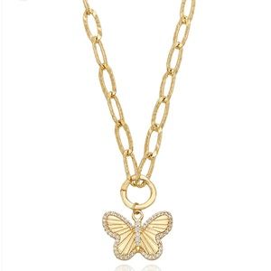 SIMPLE BUTTERFLY 18K GOLD PLATED PENDANT NECKLACE